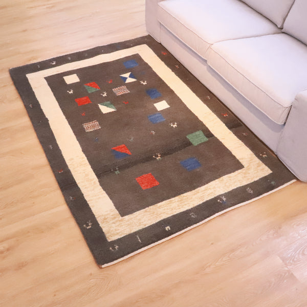 ギャッベ絨毯「カラフルな四角形」 9134661【179×119】