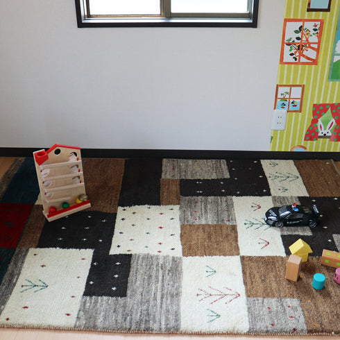 ギャッベ絨毯「パズルゲーム」9143943【177×118】