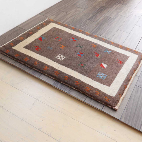 ギャッベ絨毯 「整列ヤギさん」 9144435【85×63】