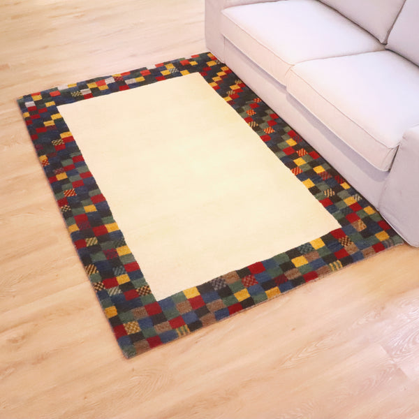 ギャッベ絨毯「カラフルな枠」9209252【177×124】