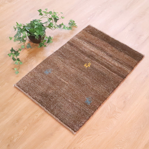 ギャッベ絨毯 「茶色のドット」 9212451【83×56】