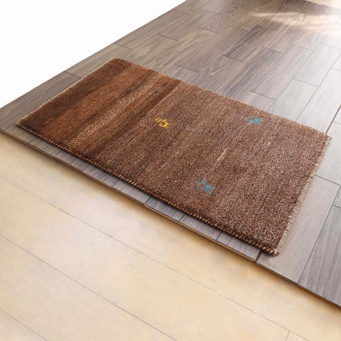 ギャッベ絨毯 「茶色のドット」 9212451【83×56】