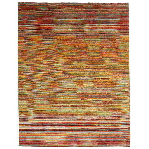 ギャッベ絨毯「カラフルで細いボーダー模様」9213962【199×155】