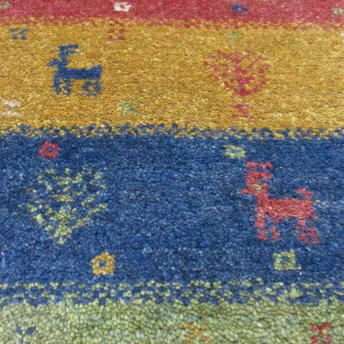 ギャッベ絨毯 「ナチュラルカラーの枠」 9219936【87×62】