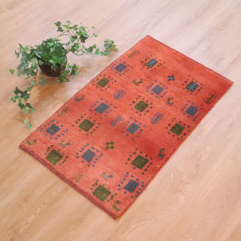 ギャッベ絨毯 「小さい四角」 9233555【90×55】