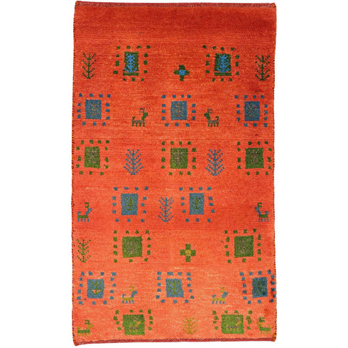 ギャッベ絨毯 「小さい四角」 9233555【90×55】