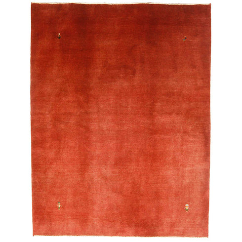 ギャッベ絨毯「赤の陰影と文様の詩」9234539【197×151】