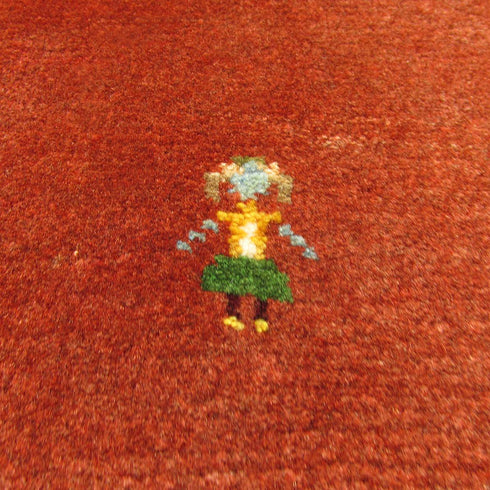 ギャッベ絨毯「赤の陰影と文様の詩」9234539【197×151】