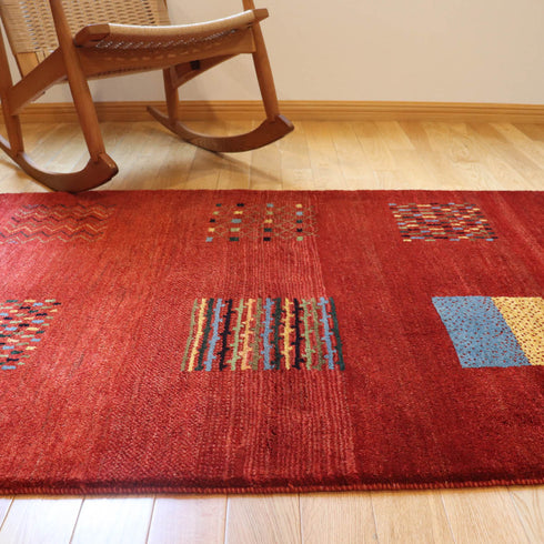 ギャッベ絨毯 「色んな四角形」 923785【157×108】