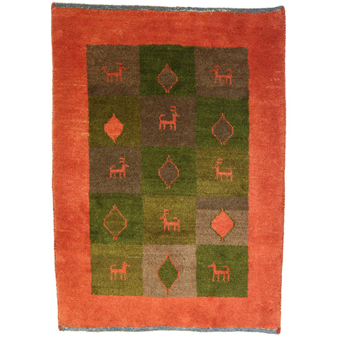 ギャッベ絨毯 「ぽっちゃり糸杉」 9240942【87×62】