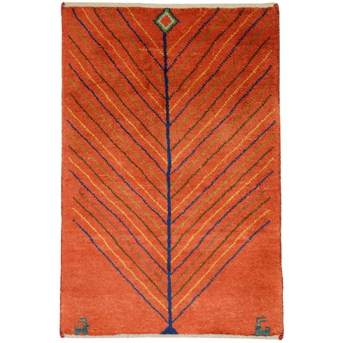 ギャッベ絨毯 「シンメトリー」 9241013【82×55】