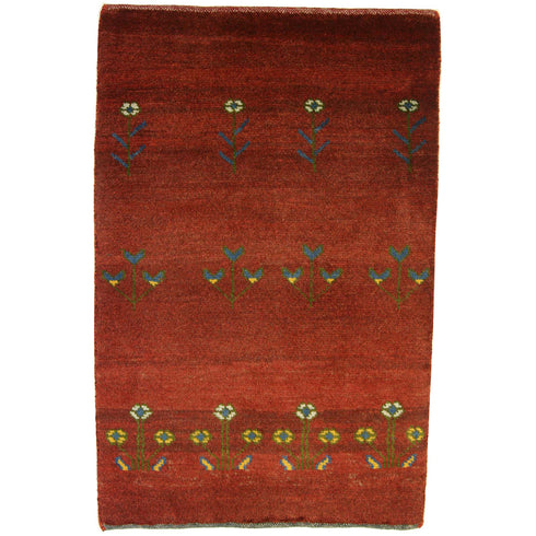 ギャッベ絨毯 「フラワーロックとパックンフラワー」 9241053【85×57】