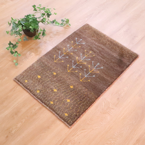 ギャッベ絨毯 「黄色のお魚さん」 9241070【84×57】