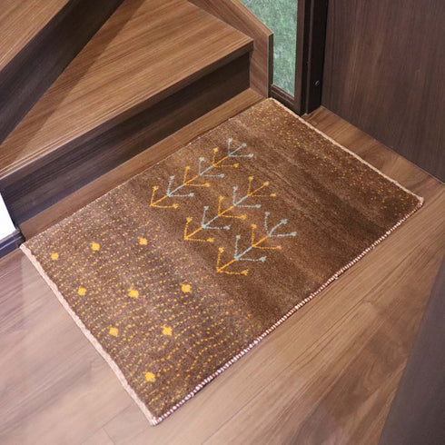 ギャッベ絨毯 「黄色のお魚さん」 9241070【84×57】