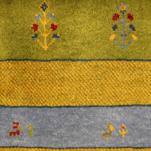 ギャッベ絨毯「緑を横切る、静かな小川」9241302【55×90】