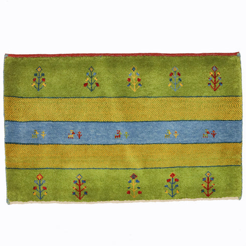 ギャッベ絨毯「緑を横切る、静かな小川」9241302【55×90】