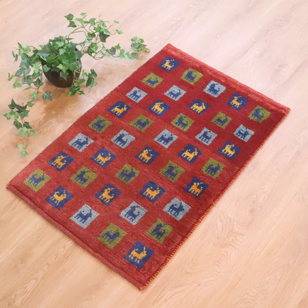 ギャッベ絨毯「羊が40…」9245120【85×57】