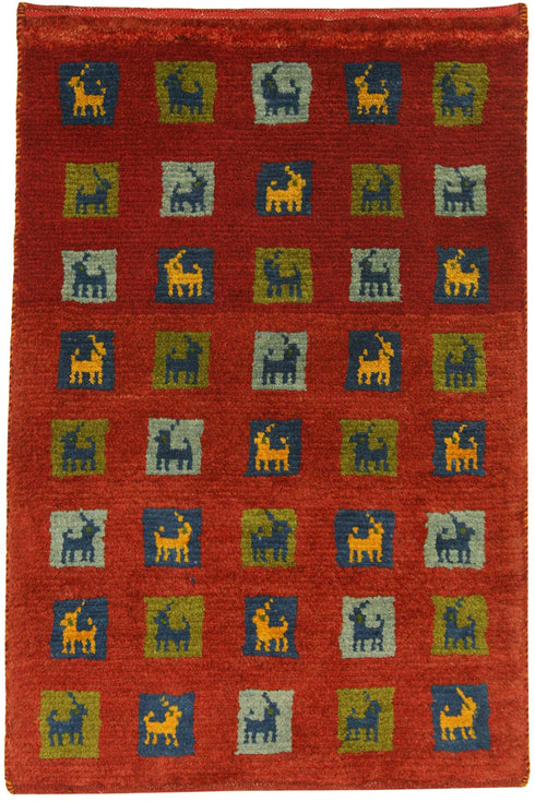 ギャッベ絨毯「羊が40…」9245120【85×57】