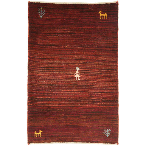 ギャッベ絨毯「ピンクのお洋服」9245514【90×57】