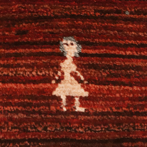 ギャッベ絨毯「ピンクのお洋服」9245514【90×57】