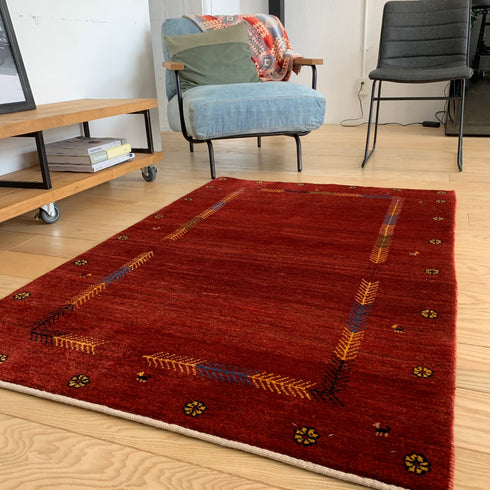 ギャッベ絨毯 「お花ではなくオオカミの足跡です」 9248367【157×102】