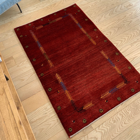 ギャッベ絨毯 「お花ではなくオオカミの足跡です」 9248367【157×102】