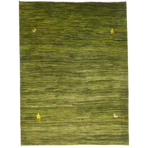 ギャッベ絨毯「春の公園を思わせるグリーン」9304278【193×146】