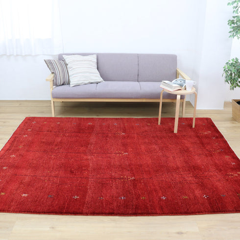 ギャッベ絨毯「赤が織りなす活気」 9314087【229×176】