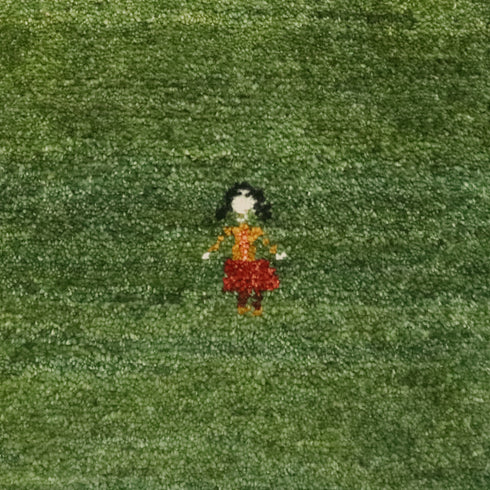 ギャッベ絨毯「黒髪の少女」9314265【176×121】