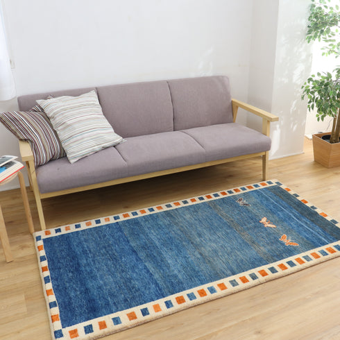 ギャッベ絨毯「青空を舞う蝶たち」 9315141【173×95】