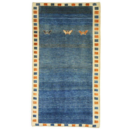 ギャッベ絨毯「青空を舞う蝶たち」 9315141【173×95】