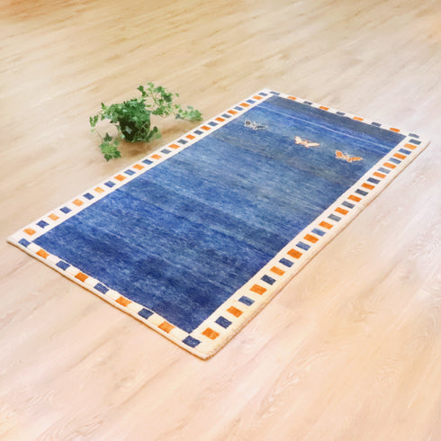 ギャッベ絨毯「青空を舞う蝶たち」 9315141【173×95】