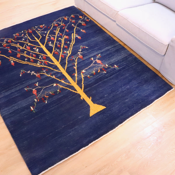 ギャッベ絨毯「夜に輝くザクロの木」9316766【191×154】