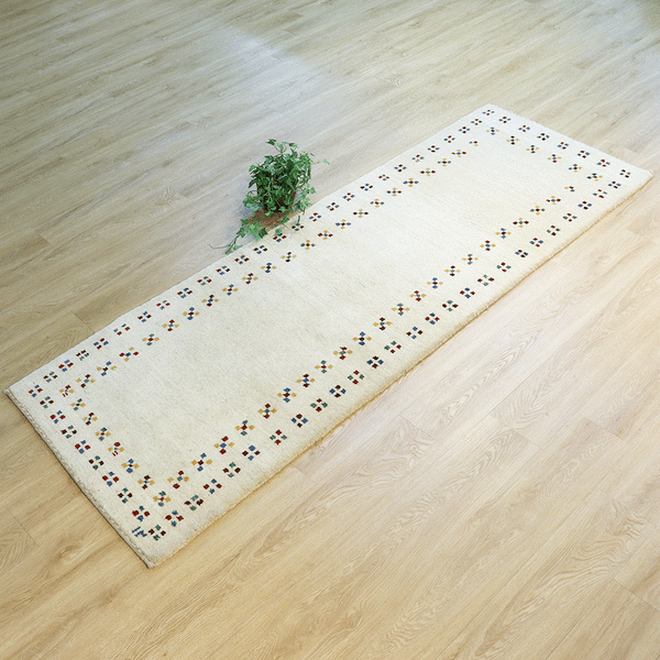 ギャッベ絨毯「原毛のやさしさと彩りが守る絆」931802【239×82】