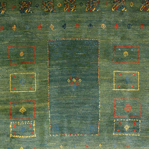 ギャッベ絨毯「穏やかでカラフルな文様」9318595【219×178】