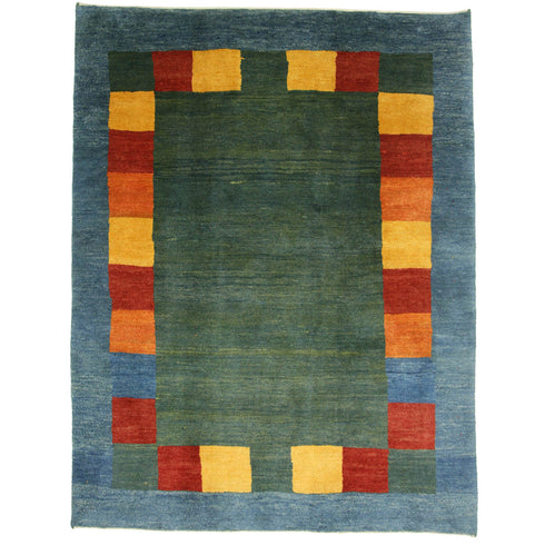 ギャッベ絨毯「カラフルな枠」9318596【219×169】