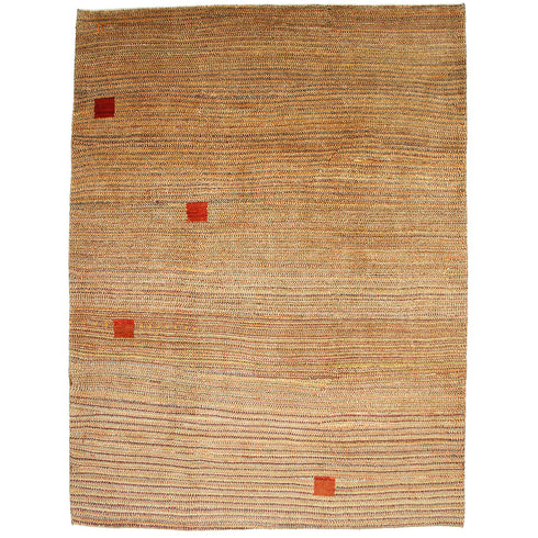 ギャッベ絨毯「自由に踊る赤い四角」 9318790【239×192】