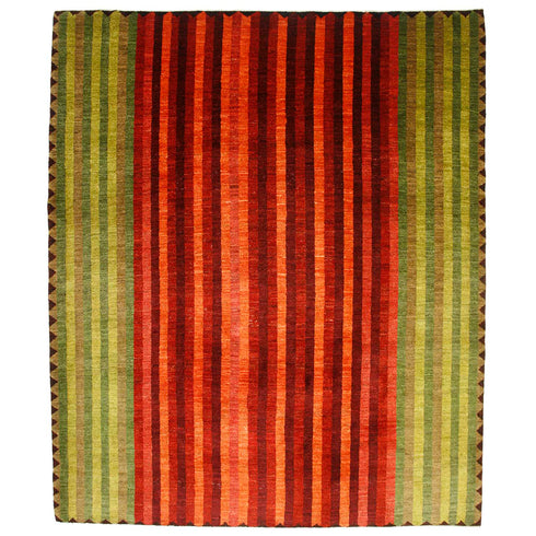 ギャッベ絨毯「赤と緑のハーモニー」 9505366【247×201】