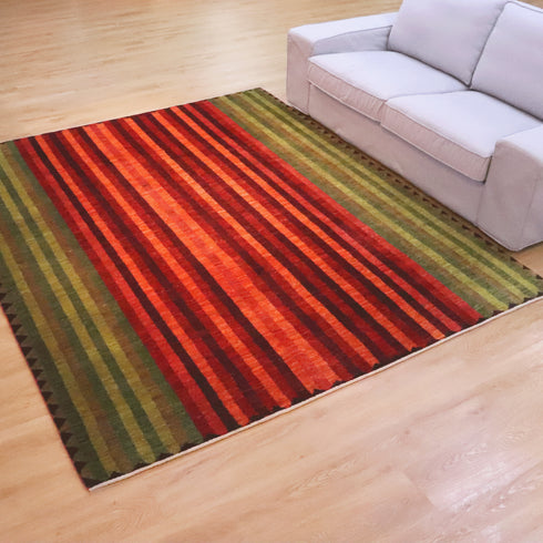 ギャッベ絨毯「赤と緑のハーモニー」 9505366【247×201】