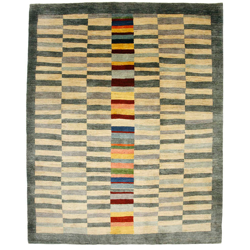 ギャッベ絨毯「静けさと彩りのボーダー」 9509157【250×200】