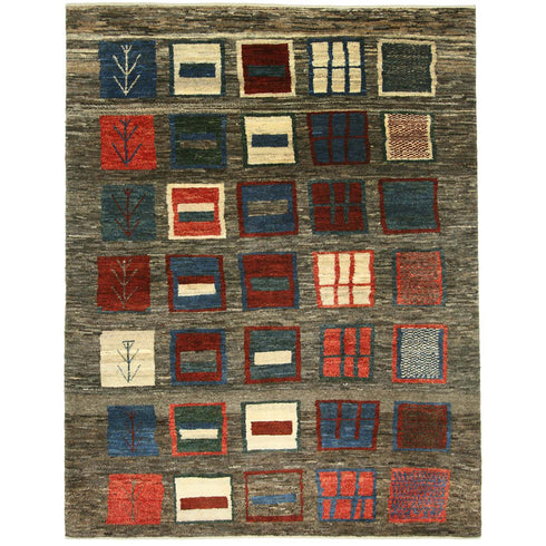 ギャッベ絨毯「しかくの森」9509283【192×149】