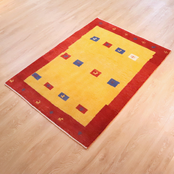 ギャッベ絨毯「お部屋が明るくなります」960828【152×110】