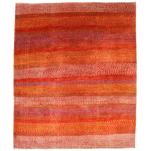 ギャッベ絨毯「赤とドットの温もり」 961882【246×205】