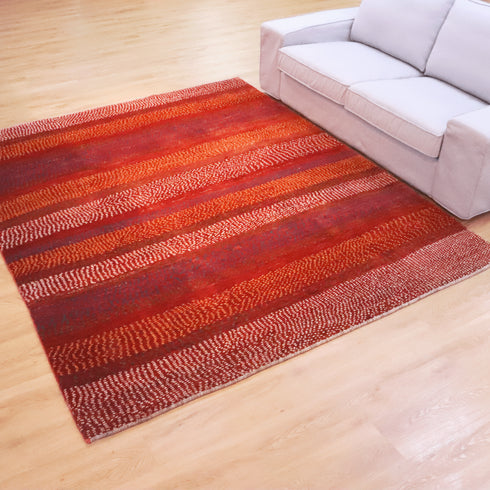 ギャッベ絨毯「赤とドットの温もり」 961882【246×205】