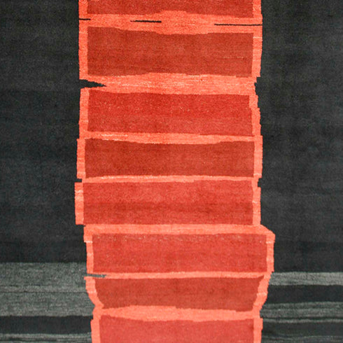 ギャッベ絨毯「温もりブラウン×情熱レッド」 970134【252×209】