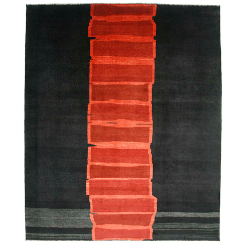 ギャッベ絨毯「温もりブラウン×情熱レッド」 970134【252×209】