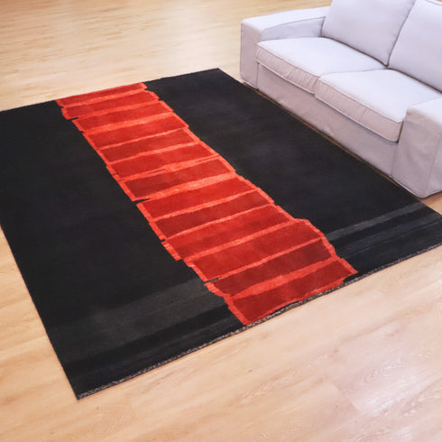 ギャッベ絨毯「温もりブラウン×情熱レッド」 970134【252×209】