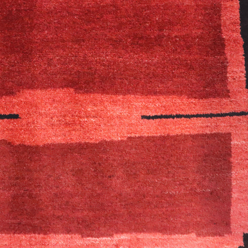 ギャッベ絨毯「温もりブラウン×情熱レッド」 970134【252×209】