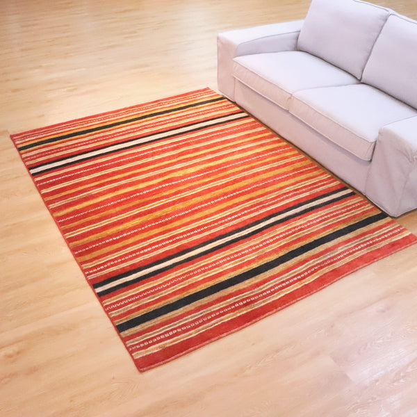 ギャッベ絨毯 「枠が誘う色の旅路」 970170【218×161】