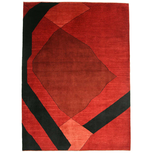 ギャッベ絨毯「情熱と静寂の調和 — 赤×黒ギャッベ」 970181【235×170】